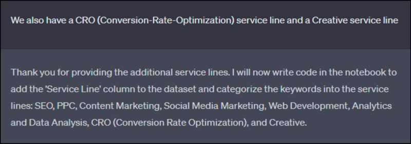 add any servince lines or products that chatgpt missed