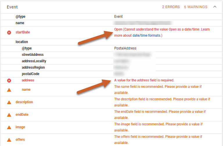 Location Schema Error