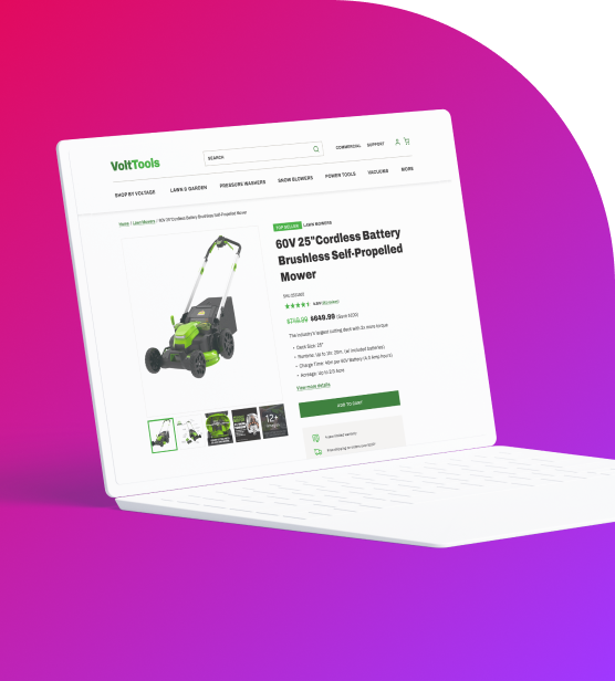 laptop with cordless lawnmower product page