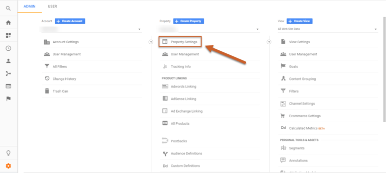 Property Settings Google Analytics