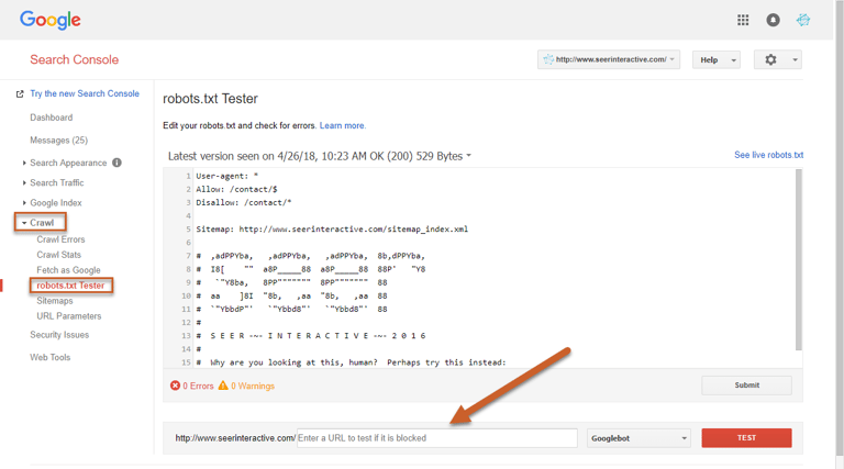 Testing Rrobots txt